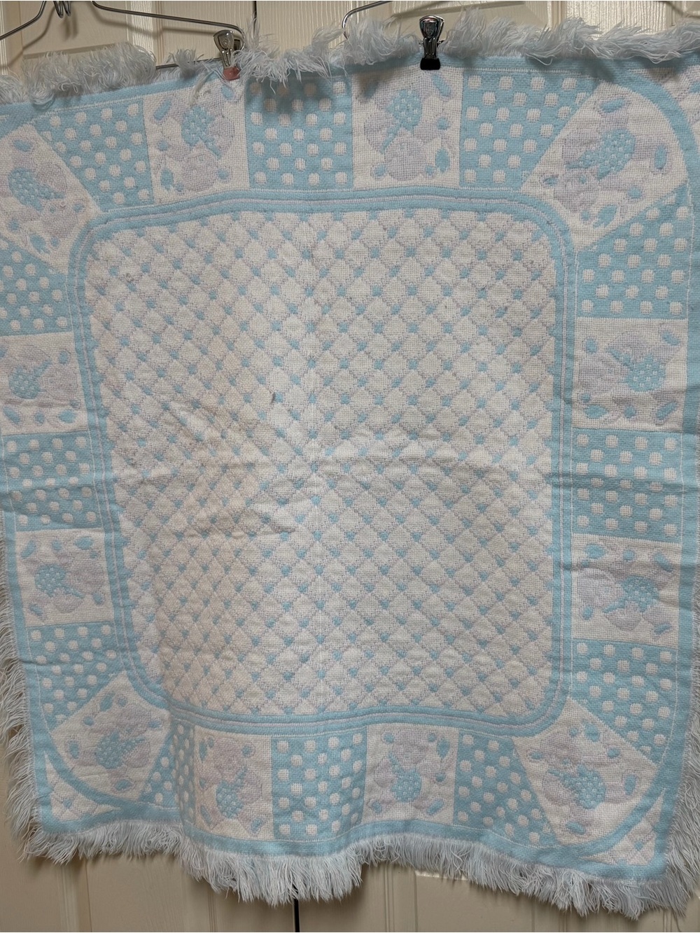 Vintage Carriage Boutique Pink Blue Teddy Bear Blanket